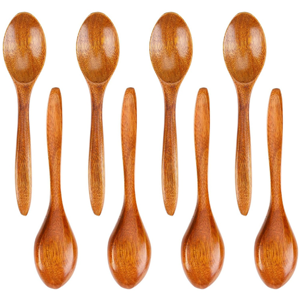 Qtmnekly Wooden Spoons, Small Wooden Spoons,Mini Tablespoons,Wooden Kitchen Accessories for Hot