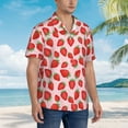 thumbnail image 3 of Honeii Strawberries Print Men’s Hawaiian Shirt,Classic Button-Down Short Sleeve Shirt, for Beach, Vacation, and Outdoor Activities,Large, 3 of 7