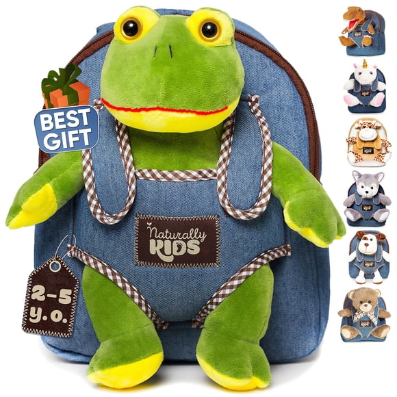 Mochila Naturally KIDS Frog para niños pequeños con peluche