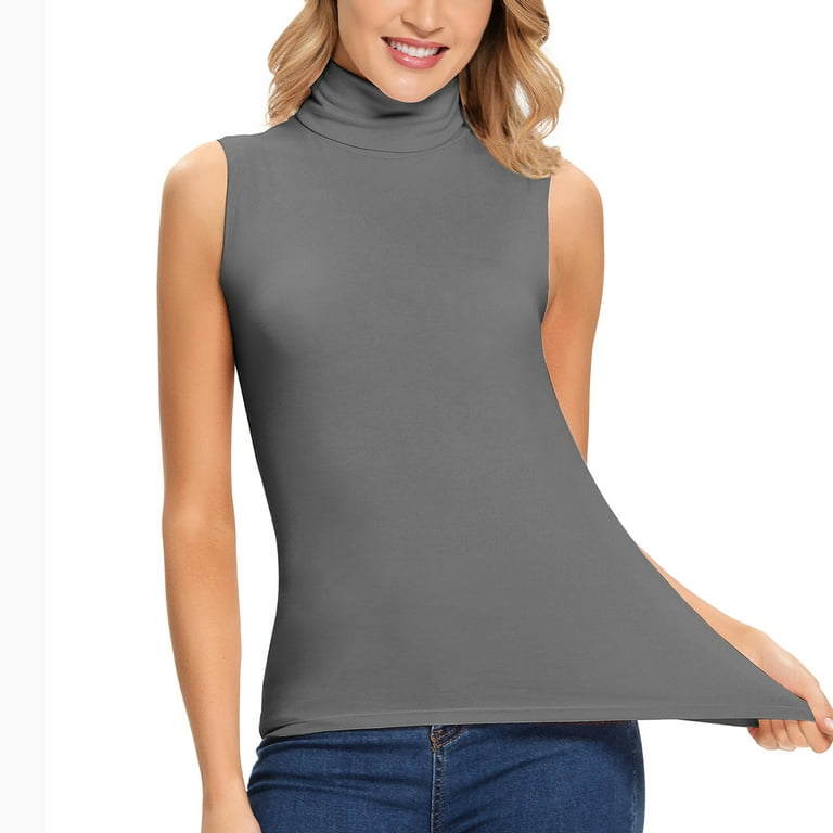 Anyfit Wear Womens Mock Turtleneck Tank Top Sleeveless SLim Fit