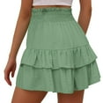thumbnail image 3 of Weiqiqre Workout Shorts Women Summer High Waist Smocked Ruffle Skirt Cute Flowy Layered Mini Skirt Skort Beach Casual, 3 of 5