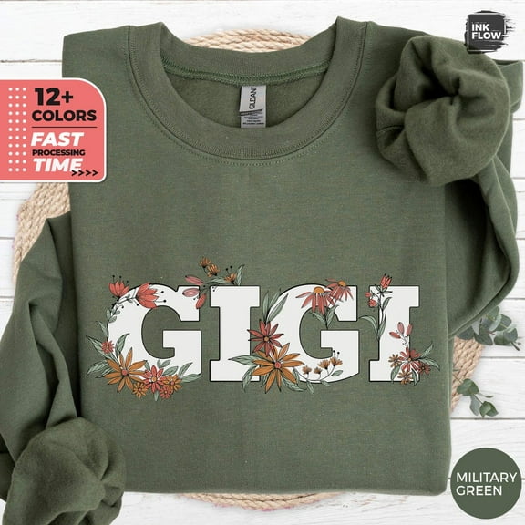 Gigi Sweatshirt, Floral Gigi Sweater, Birthday Grandma, Mothers Day Gift, New Baby Announcement, Pregnancy Reveal Retro TSHIRT All Size S-5XL