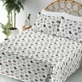 thumbnail image 3 of Ambesonne Cat Fitted & Flat Sheet with Shams 4 Pcs Set, Little Kitty Faces Cartoon Art, Full, Rose Dark Grey and White, 3 of 5