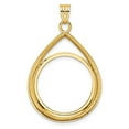 thumbnail image 3 of 14k Yellow Gold Lightweight Teardrop Prong Setting Coin Bezel Pendant Mounting - Fits 22mm, 3 of 4