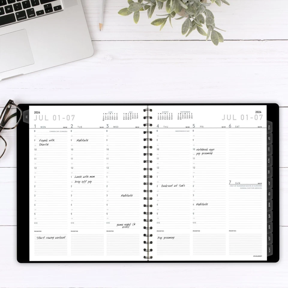At A Glance Academic Weekly Monthly Planner July 2024 To June 2025 Black