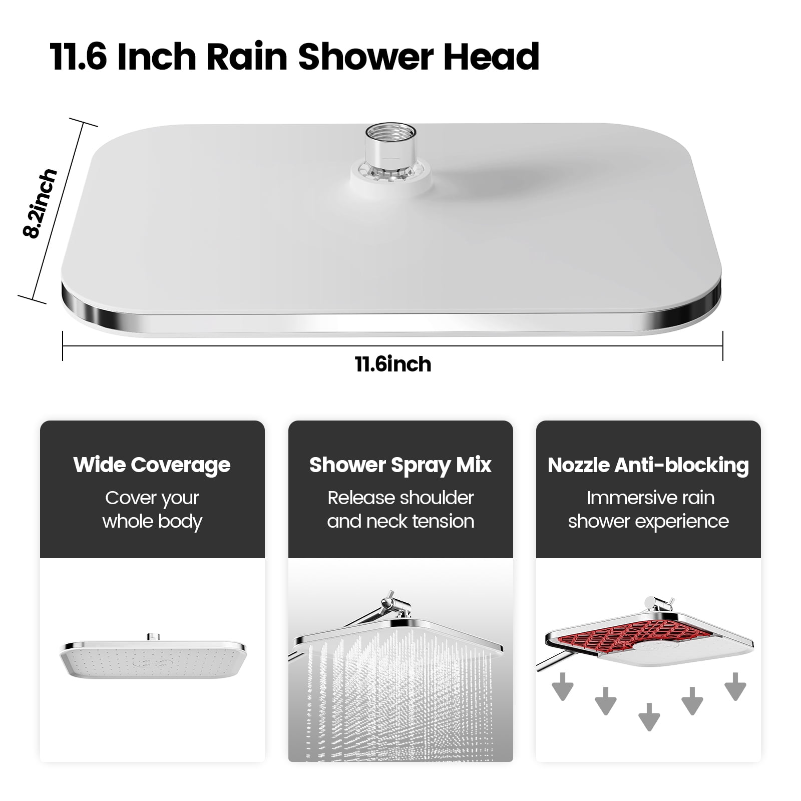 JOMOO 12 Inch Rainfall Shower Head Combo with Filtered Handheld, High Pressure Shower Head Set with Extension Arm, 71 inch Shower Hose, Chrome