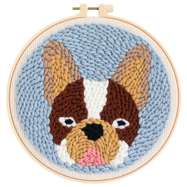 yuksok Punch Needle DIY Needlework Animal Dog Embroidery for Adult Kid Starter D D