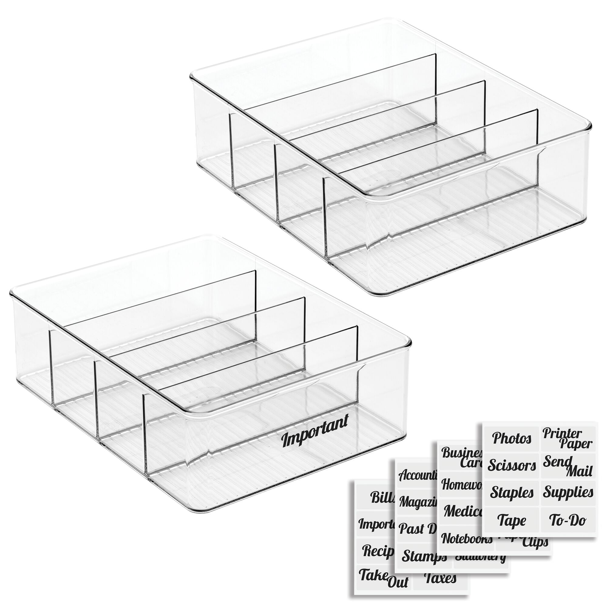 12 Pack mDesign Plastic Stackable Office Drawer Organizer Clear 4" Square 