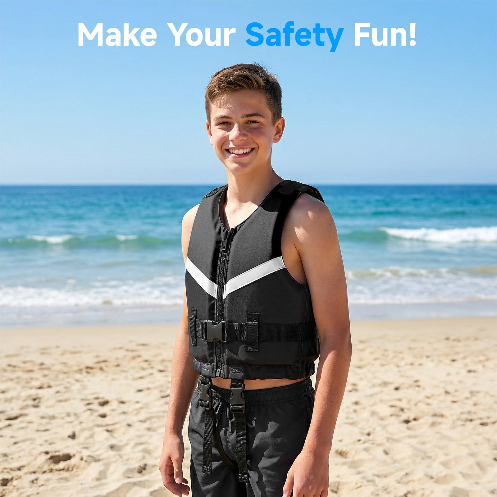 Kids Swim Vest Life Jacket Youth,Adjustable Flotation Buoyancy Swimsuit Trainer Vests,Swimming Aid Jacket for Boys Girls,Fit for 50-125 lbs