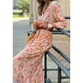 thumbnail image 3 of Floral Bohemian Print Maxi Dress, Pink, X-Large, 3 of 5