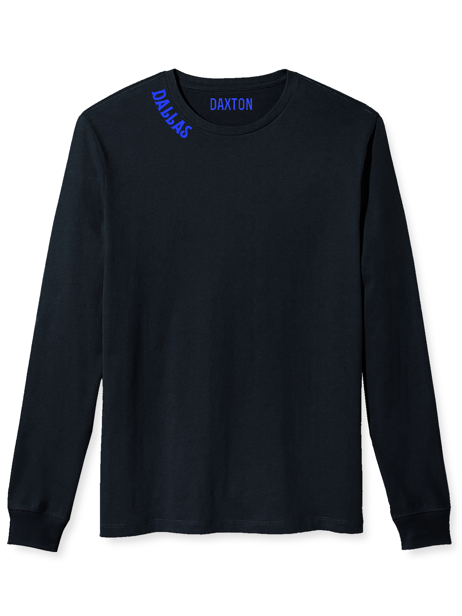 Daxton Premium Dallas Men Long Sleeves T Shirt Ultra Soft Medium Weight Cotton, Black Tee Royal Letters Large - image 2 of 3