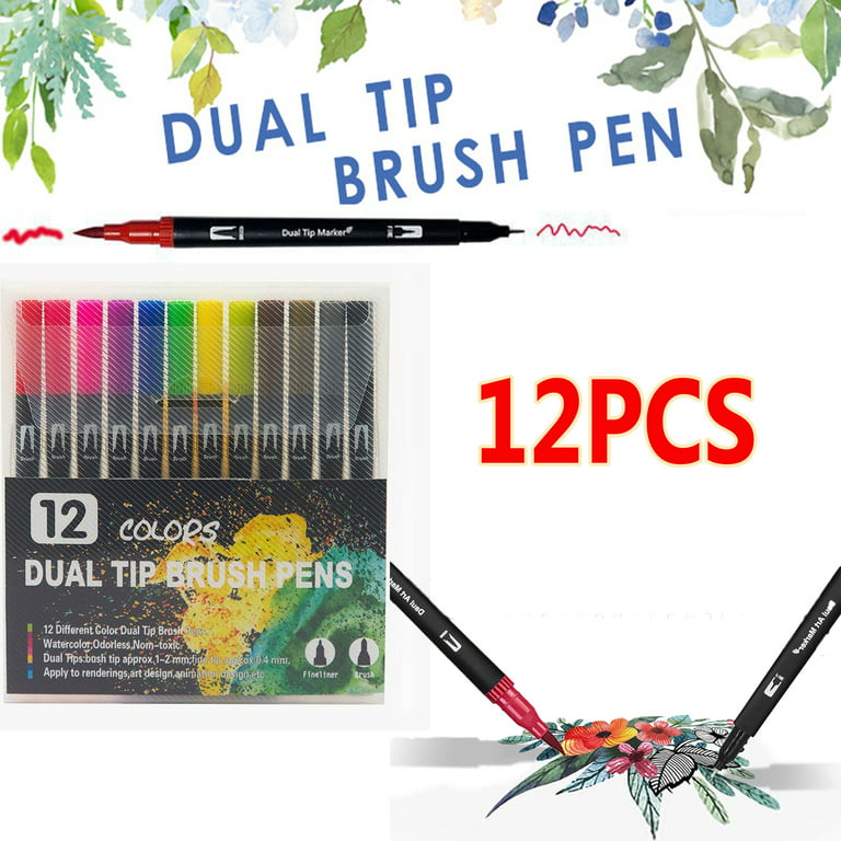OBOSOE Dual Tip Brush Pens 48 Colours Felt Tip Pen Colouring Pens