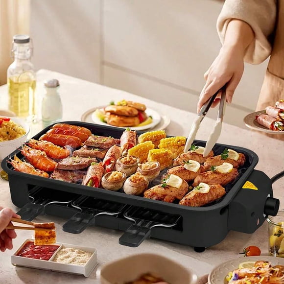 SUSTEAS Smokeless Electric Grill 2-In-1 Electric Grill With Baking Tray Includes 3 Cheese Trays Ideal For Family Gatherings And Parties Charcoal-Free Home Appliance 1700W Power