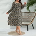 thumbnail image 2 of Maxi Dresses for Womens 2026 Plus Size Fashion Print V-neck Long Sleeved Dress, 2 of 4