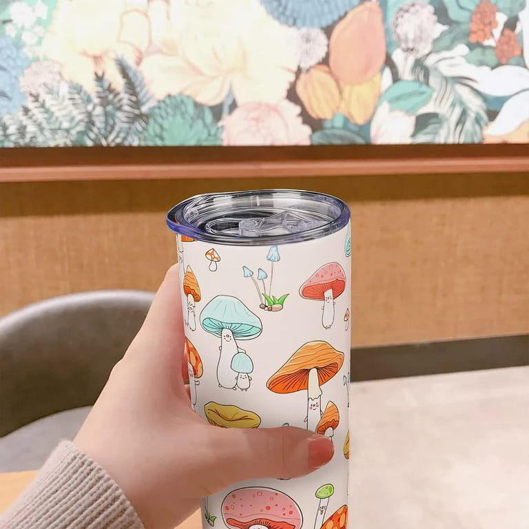 Mushroom Glass Cup, Aesthetic Iced Coffee Cup, Botanical Mushroom