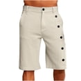 thumbnail image 3 of Bermuda Shorts for Men with Pockets Lightweight Elastic High Waisted Straight Leg Casual Solid Color Button Breathable Loungewear Short, 3 of 6