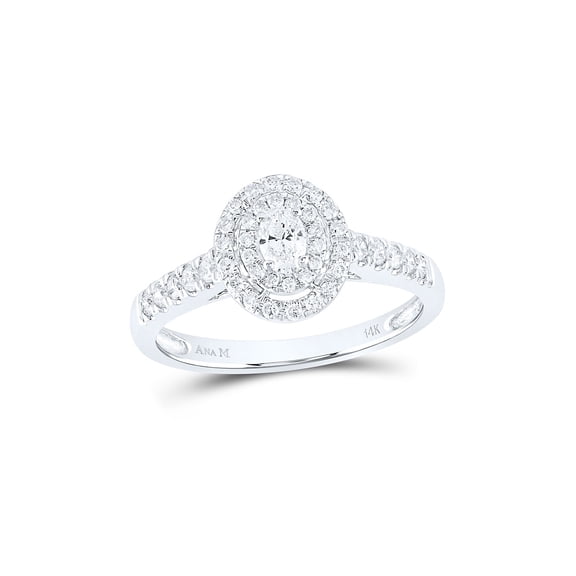 14kt White Gold Womens Oval Diamond Solitaire Bridal Wedding Engagement Ring 1/2 Cttw