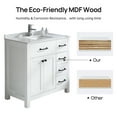 thumbnail image 3 of Wonline 36in. White Bathroom Vanity Cabinet Ceramic Undermount Sink Back Splash, Equipped with Chrome Faucet Drain and Mirror Vanities Set, 3 of 9
