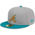 thumbnail image 3 of Men's New Era Gray/Teal Atlanta Braves  59FIFTY Fitted Hat, 3 of 5