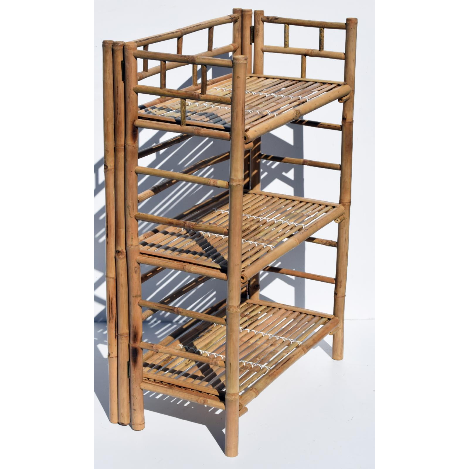 Bamboo54 Foldable Three-Tier Bamboo Shelving Unit, Tall Stand for  display picture 1