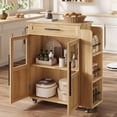 thumbnail image 4 of Mobile Kitchen Island Cart With Storage- 360° Rolling Wheels, Drawers, Spice Rack, Black Handle, Versatile Storage and Serving Cart for Kitchen and Dining Room, Small Kitchen Island On Wheels With L, 4 of 7