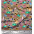 thumbnail image 1 of Soimoi Rayon Crepe Fabric Camera,Hat & Briefcase Travel Print Fabric by Yard 46 Inch Wide, 1 of 3