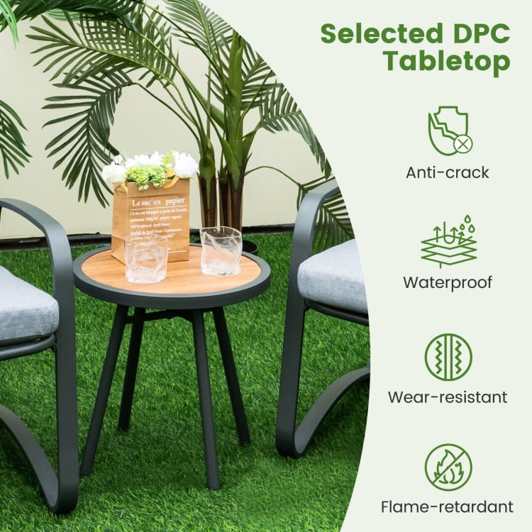 Aimee Lii 3 Pieces Patio Bistro Conversation Set, Patio Sectional Furniture Set, Gray
