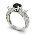 thumbnail image 2 of 2.33 ct Round Cut Natural Onyx 3 Stone 14K White Gold Womens Engagement Ring, 2 of 5