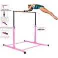 thumbnail image 3 of GymPro Expandable Gymnastics Kip Bar Horizontal Bar Junior Gymnastic Training High Bar Asymmetric Bar 13 Level Height Adjustable 3 to 5 FT Cushioned Bar & Curved Legs (Pink), 3 of 10
