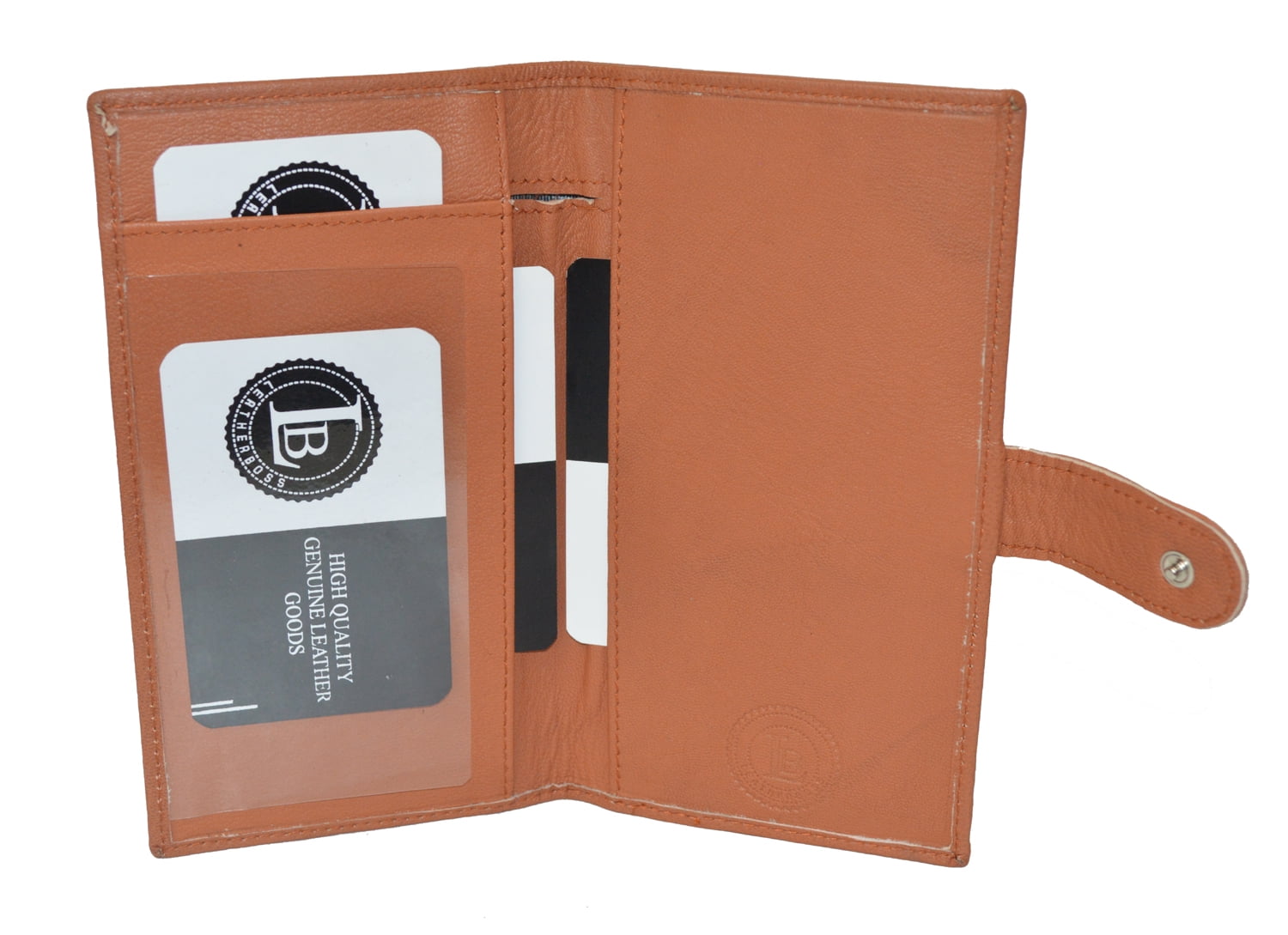 Leatherboss Checkbook Cover With Snap Closure