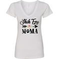 thumbnail image 3 of Inktastic Shih Tzu Mama with Flowers and Arrow Women's V-Neck T-Shirt, 3 of 5