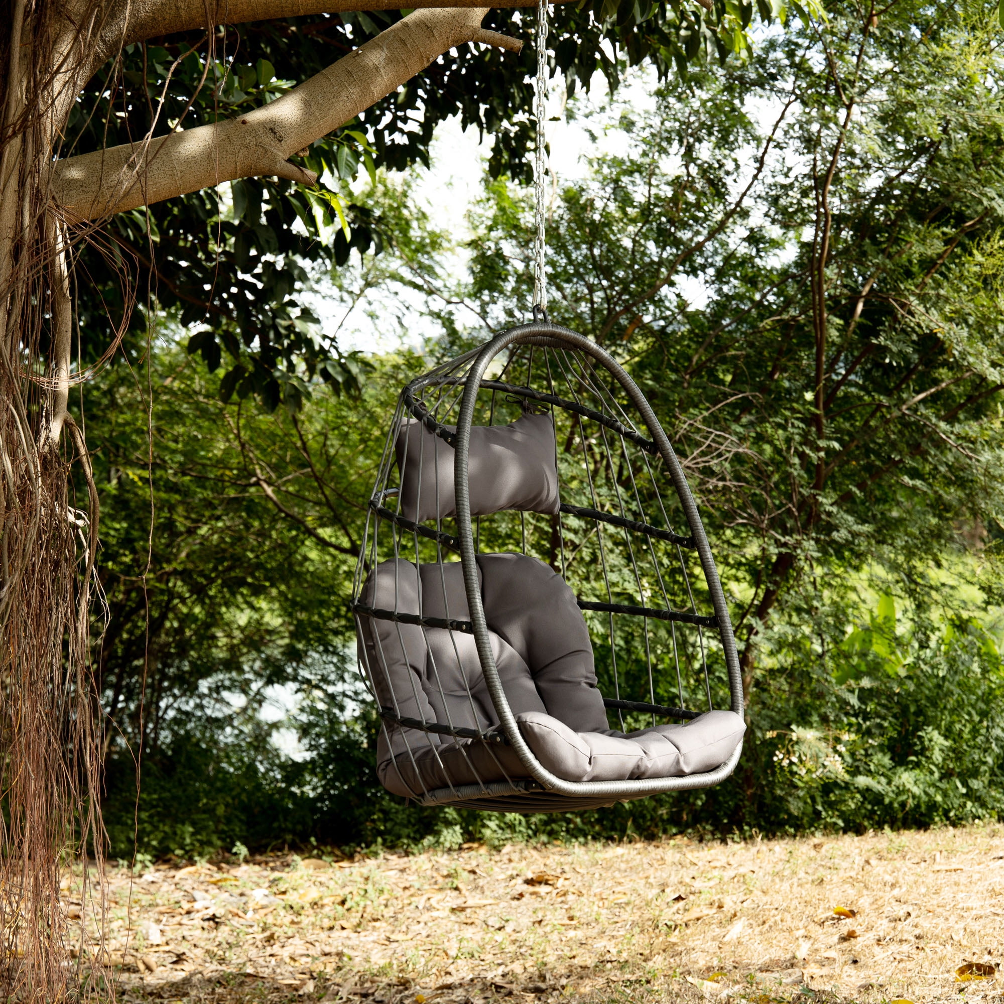 Swing Chair Hammock chair Wicker Rattan Hanging Chair Indoor Outdoor Aluminum US 