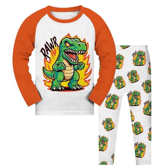 REDARER Boys Dinosaur Pajamas Sets Toddler 2 Piece Long Sleeve Sleepwear Kids Clothes Sets Dinosaur Shirts,7-8 Years