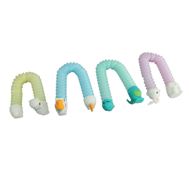 Tubos Pop para aliviar el estrés, juguetes sensoriales para autismo, forma de Animal, elásticos, expandibles, para aliviar el estrés, 4 Uds.