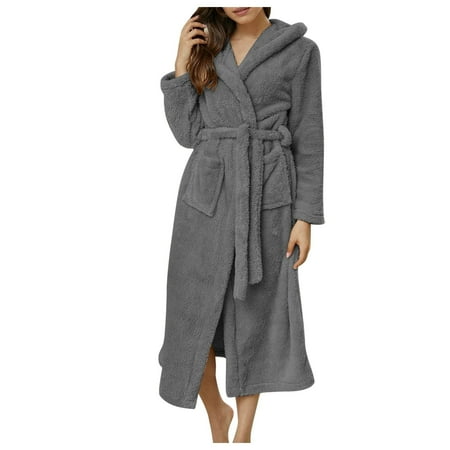 

Vedolay Fleece Jackets For Women House Shirt Women Women Hooded Fleece Bathrobes Lightweight Soft Plush long Flannel Nightgown for Tall Women