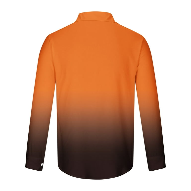 FchengtaiS Mens Gradient Shirts Casual Button Down Long Sleeve Fall Autumu Shirts Regular Fit Dress Shirts, Men's, Size: Large, Orange FchengtaiS Mens Gradient Shirts Casual Button Down Long Sleeve Fall Autumu Shirts Regular Fit Dress Shirts, Men's, Size: Large, Orange