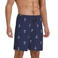 thumbnail image 2 of Pofeuu Anchor Heart Blue Print Men's Soft Woven Elastic Waistband Sleep Pajama Short-Medium, 2 of 6