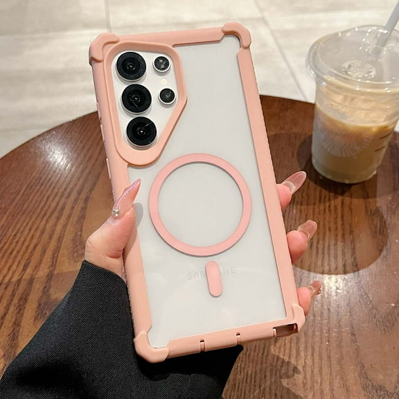 Allytechgroup Clear Case for Samsung Galaxy S26 Ultra, Support Wireless Charging Anti-yellowing Glossy Rugged Slim Shockproof Protective Magnetic Back Cover for Samsung Galaxy S26 Ultra, Rosegold