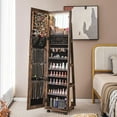 thumbnail image 4 of Gymax 64'' Jewelry Organizer Lockable Jewelry Cabinet Armoire w/ Mirror & LED Lights Coffee, 4 of 10