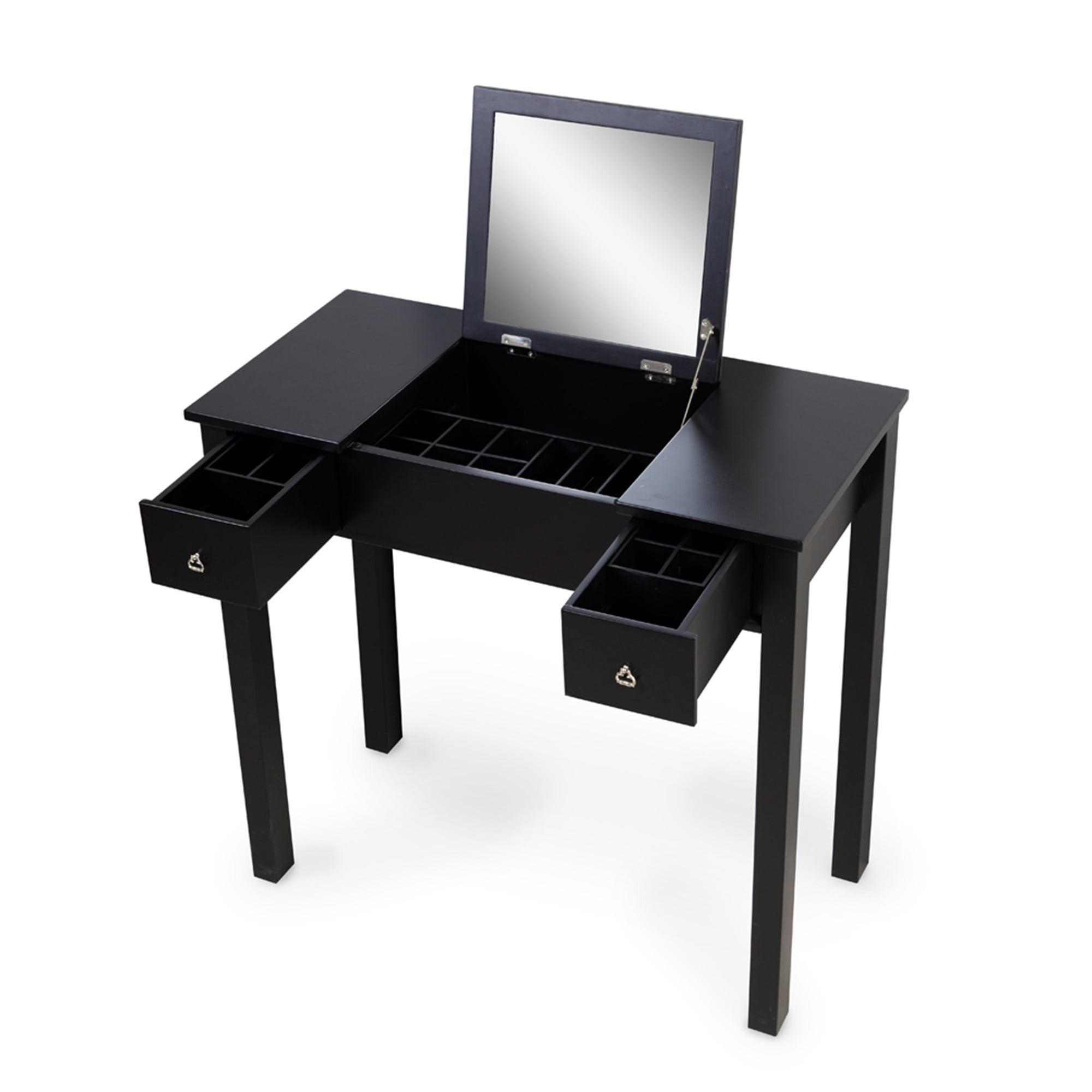 Resenkos Makeup Vanity with Flip-top Dressing Mirror, Small Computer Desk Home Office Desk for Writing Study Bedroom, Black