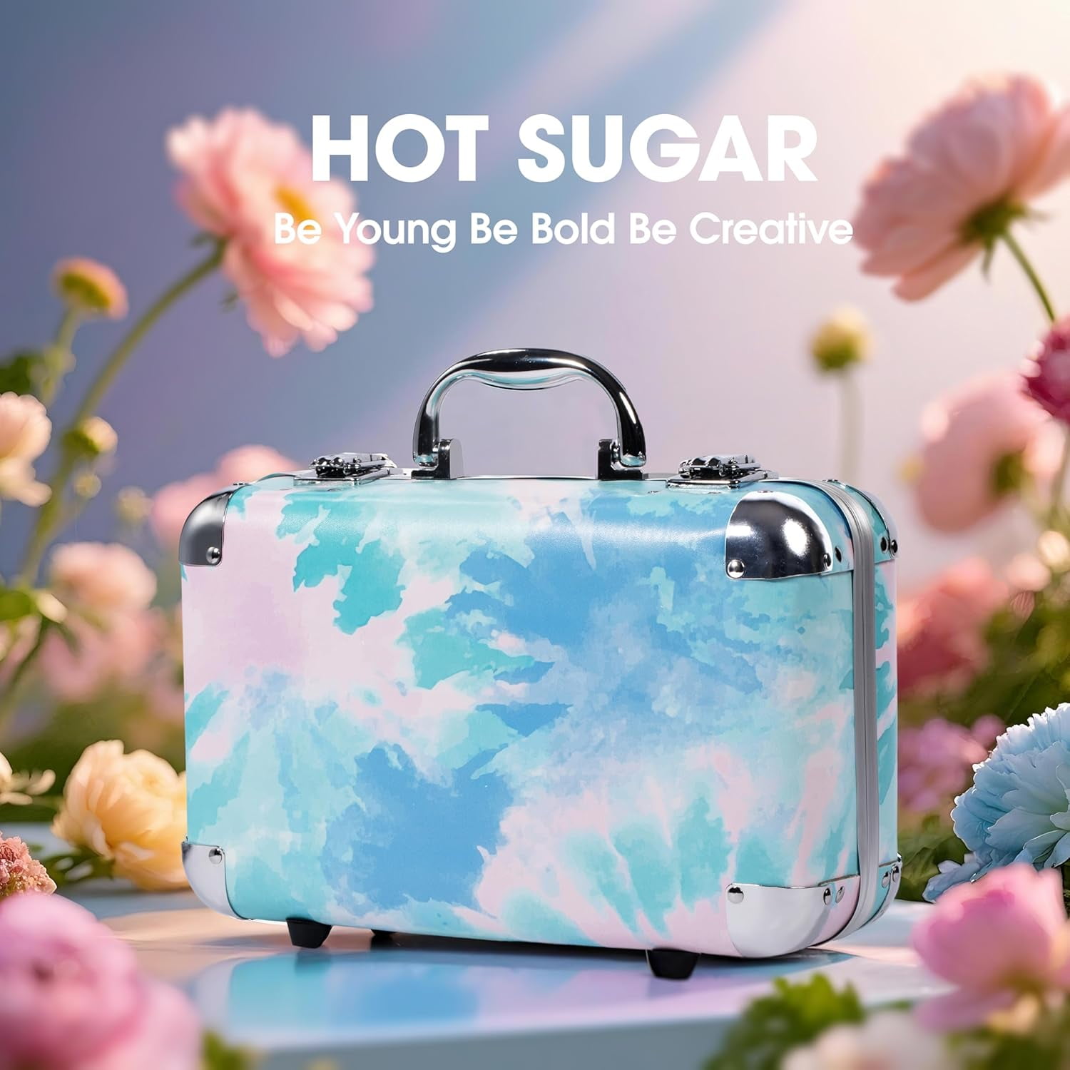 Hot Sugar Makeup Kit for Girls 10-12, Basic Cosmetic Set for Women - Perfect Gift to Begin The Makeup Journey (Blue Tie-Dye)
