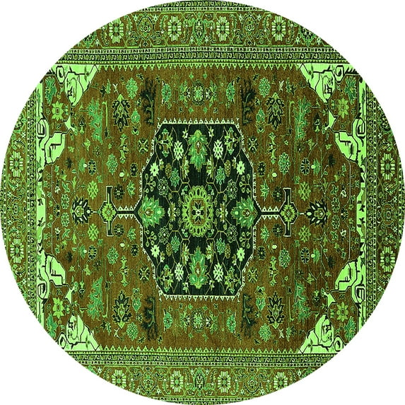 Ahgly Company Indoor Round Persian Green Traditional Area Rugs, 7' Round