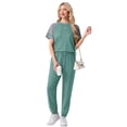 thumbnail image 4 of MINTREUS Lounge Sets for Women Two Piece Pajama Set Short Sleeve Pjs Joggers Long Pants Tracksuit with Pockets, 4 of 7