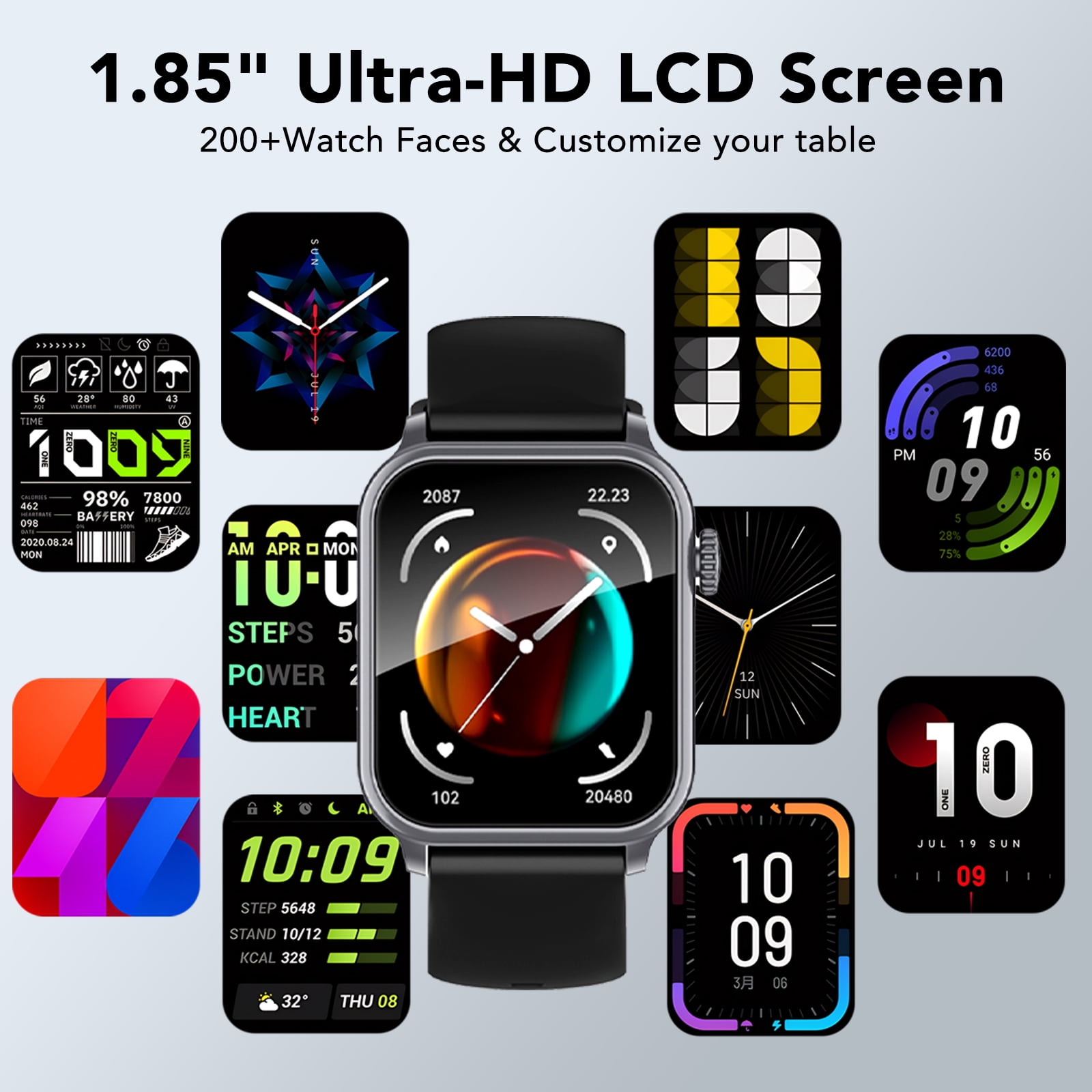 Tikland Smart Watches for Men Women, Smartwatch Fits for iPhone Android 1.83" HD Fitness Tracker with Call Function, 600 mAh 30 Day Battery Life, 110+ Sport Modes, Fitness Watch, IP68 Waterproof