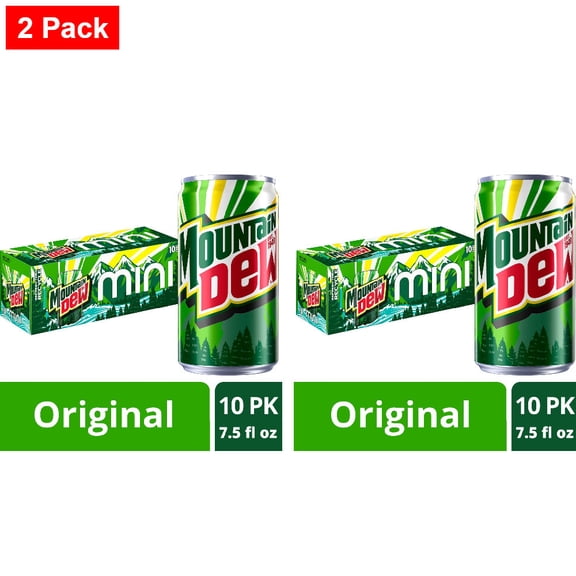 Mountain Dew Soda Mini Cans 10 ct / 7.5 fl oz - 2 Pack