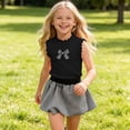 thumbnail image 6 of Amidoa Girls 2 Piece Outfits Summer Clothes Sleeveless Solid Color Cute Tank Top T-Shirt and Casual Shorts Kids Clothing Sets Black Size 1T, 6 of 9