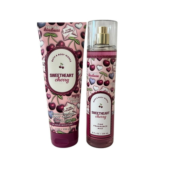 Bath & Body Works SweetHeart Cherry Fragrance Mist & Body Cream Set 8 fl oz