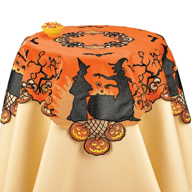 Halloween Table Linen
 Collections Etc Creepy and Festive Halloween Witches Table Linens