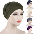 thumbnail image 3 of Turban Hat Solid Color Stretchy Lady Smooth Breathable Under Scarf for Daily Wear, 3 of 8