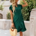 thumbnail image 6 of Women Summer Dress Short Sleeve Ruffle Hem Midi Dresses Wrap V Neck Dresses, 6 of 7